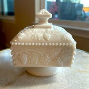 Vintage | Westmoreland Milk Glass Candy Dish + Lid | Milk Glass Storage